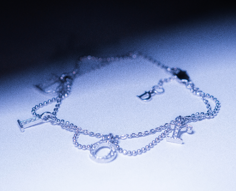 Christian Dior Multi Chain Crystal Logo Charm Bracelet