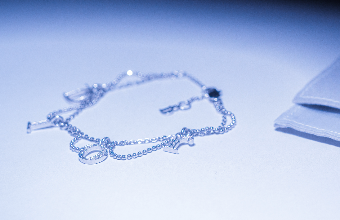 Christian Dior Multi Chain Crystal Logo Charm Bracelet