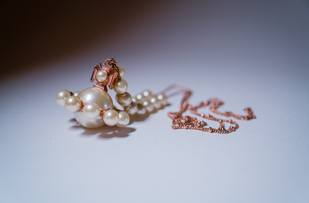 Vivienne Westwood Long Rose Gold Orb Pearl Necklace