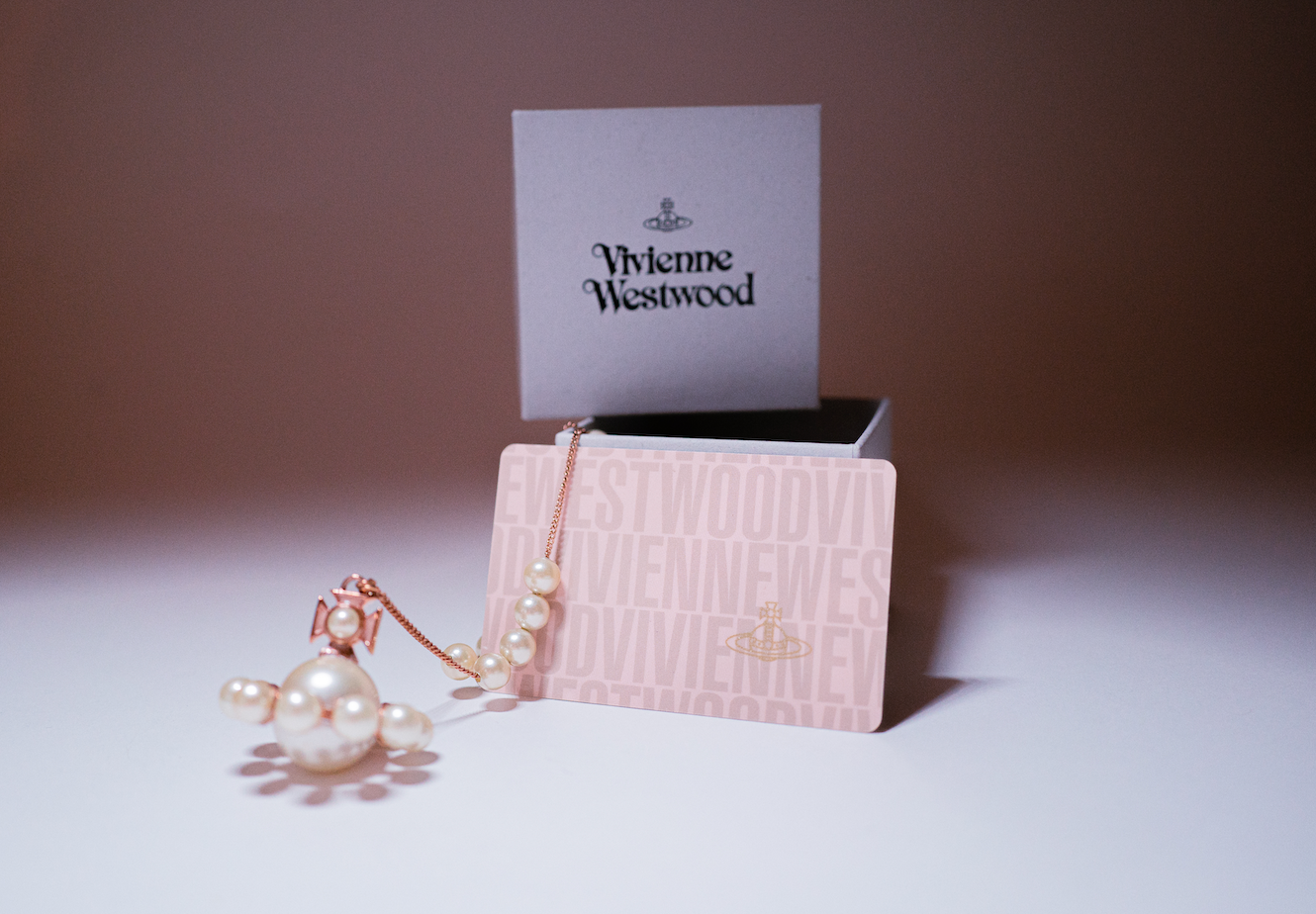 Vivienne Westwood Long Rose Gold Orb Pearl Necklace