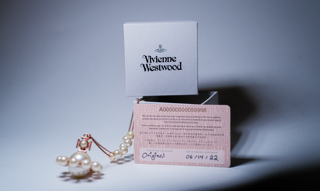 Vivienne Westwood Long Rose Gold Orb Pearl Necklace