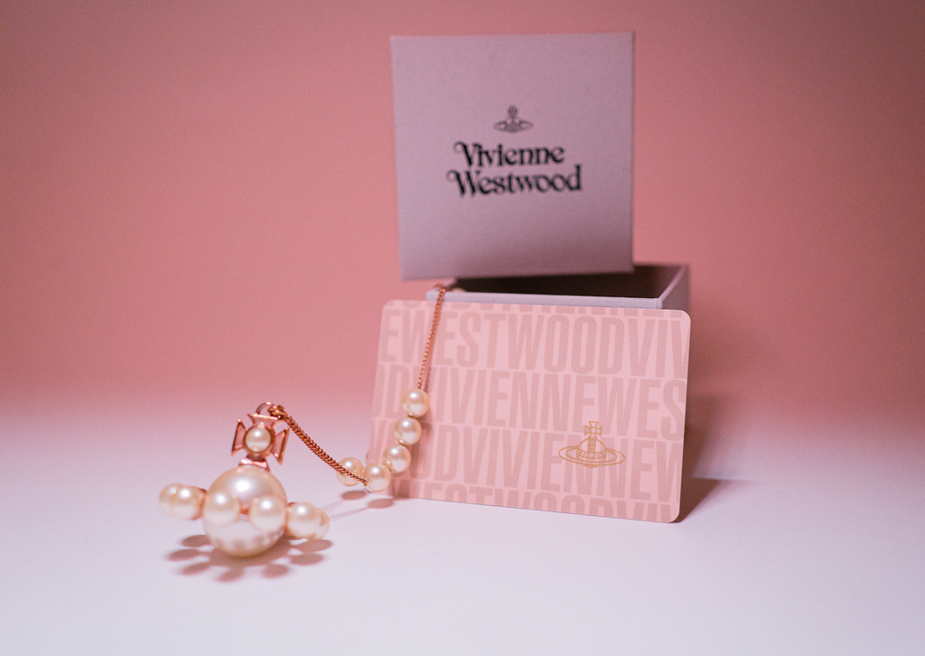 Vivienne Westwood Long Rose Gold Orb Pearl Necklace