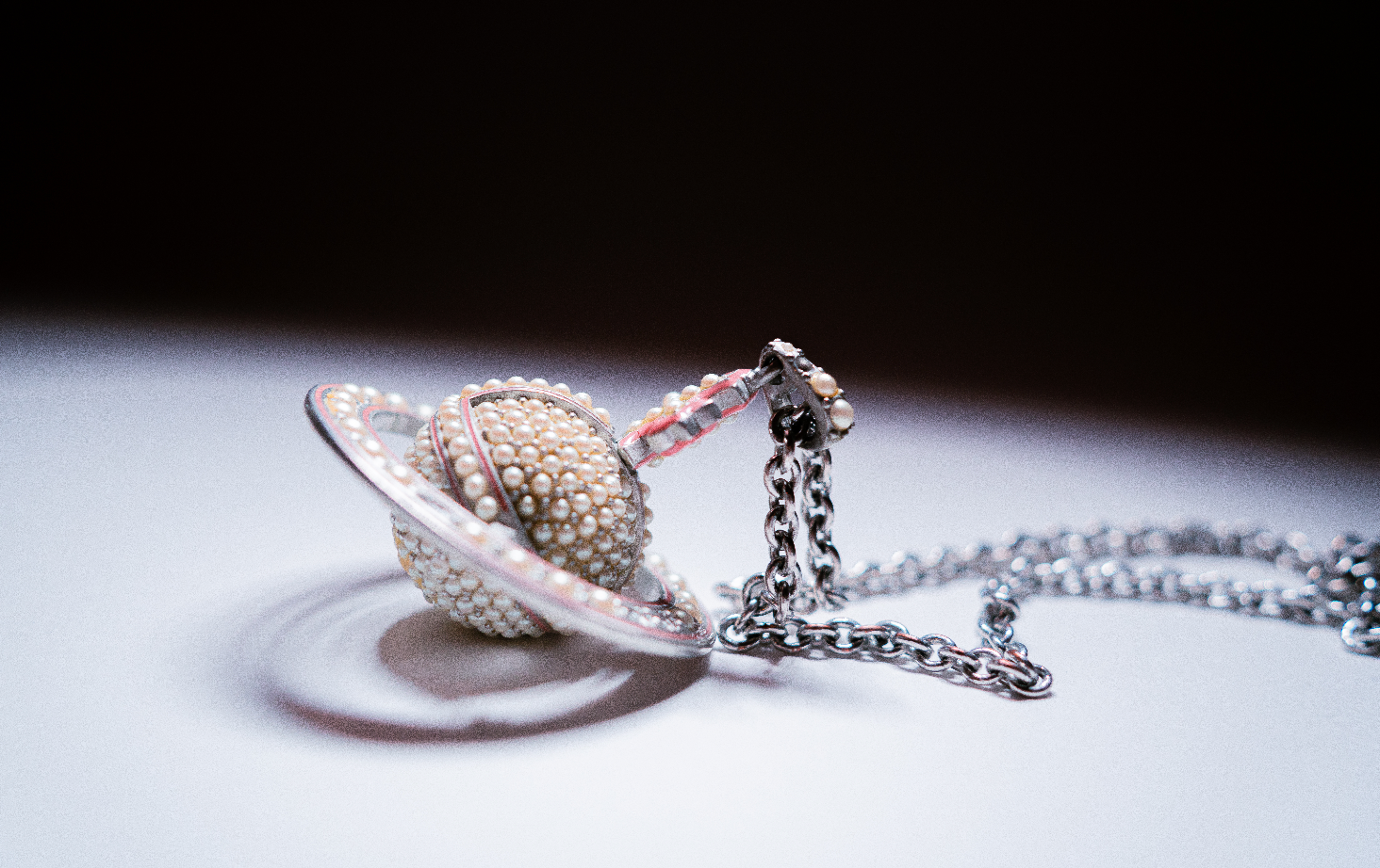 Vivienne Westwood Long Silver Pearl Pavé Orb Necklace