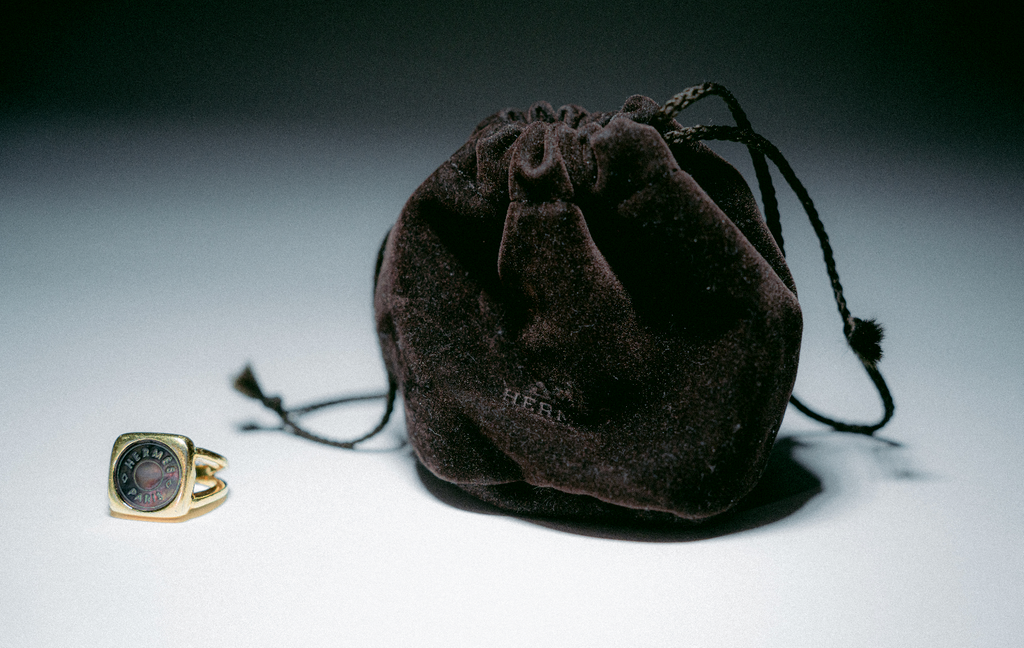 Hermes Mother of Pearl Signet Ring