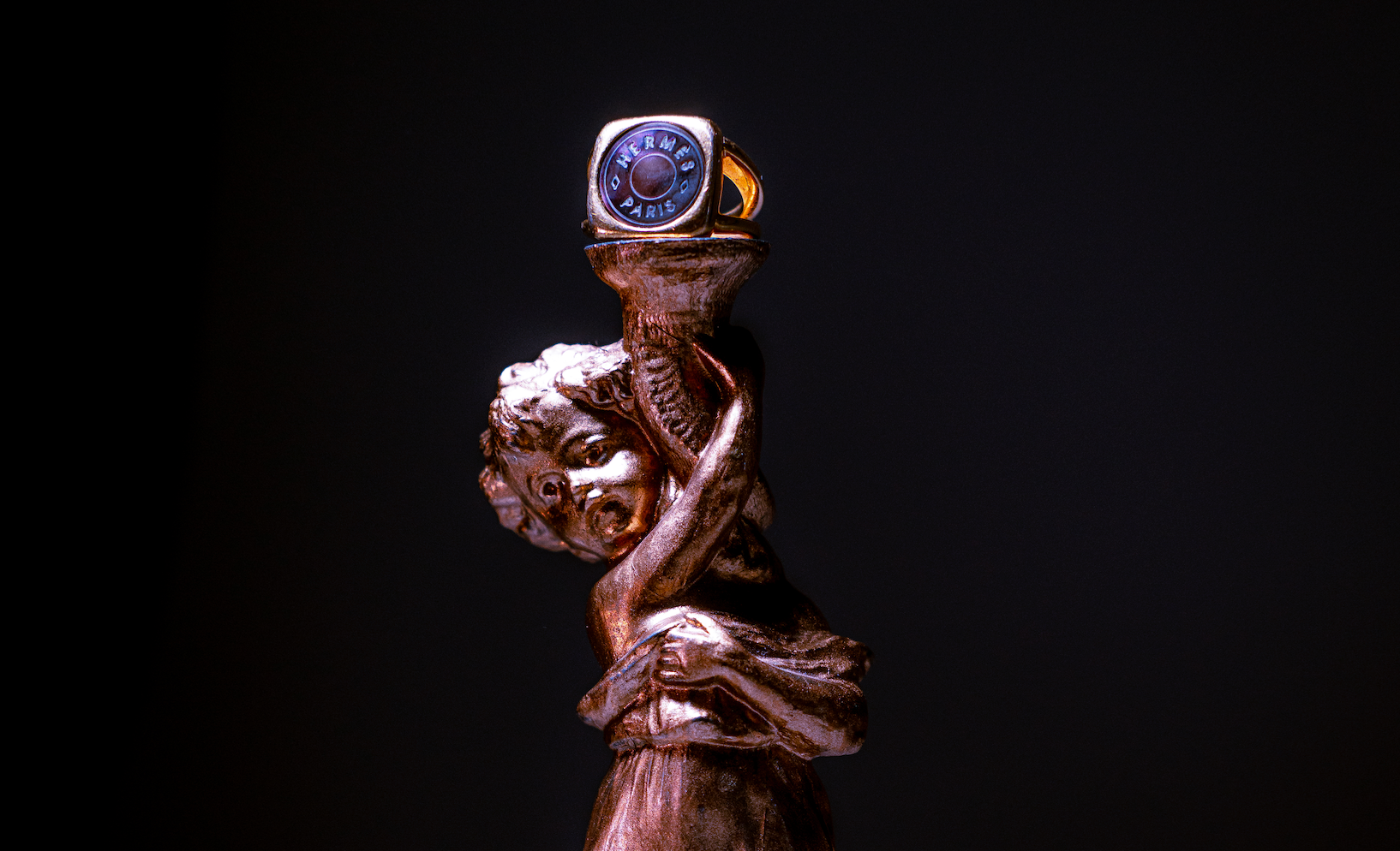 Hermes Mother of Pearl Signet Ring