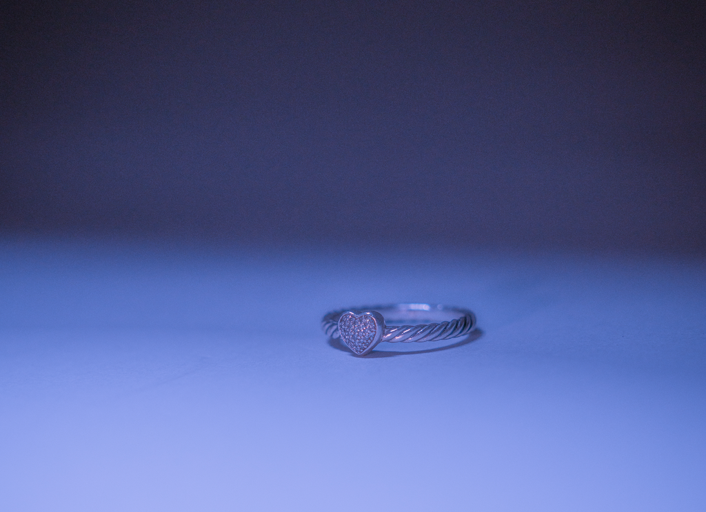 David Yurman Silver and Diamond Cable Heart Ring