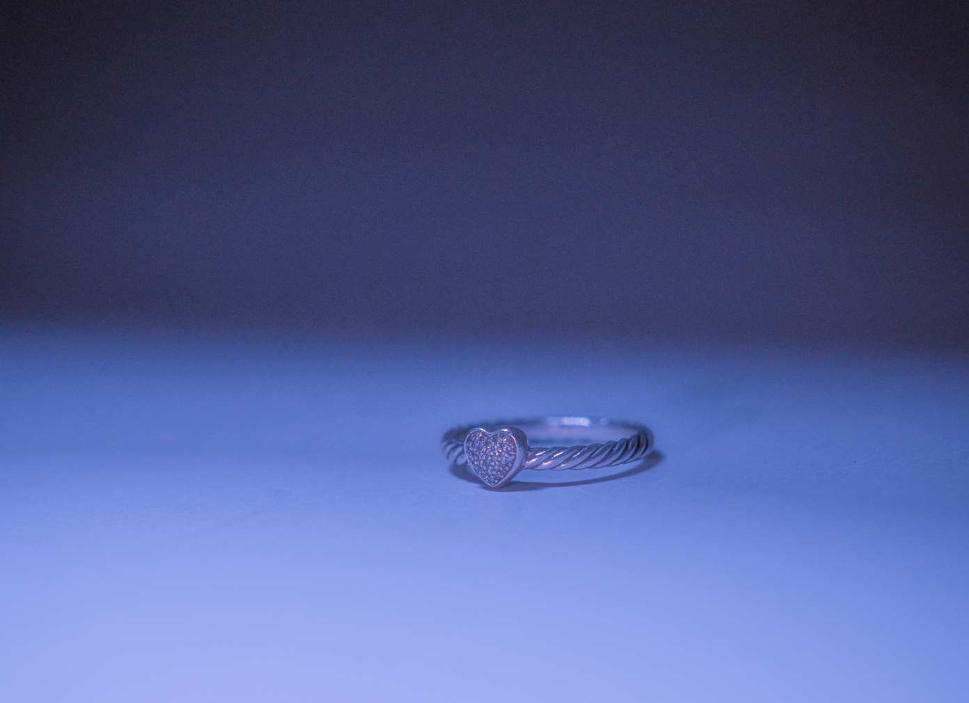 David Yurman Silver and Diamond Cable Heart Ring