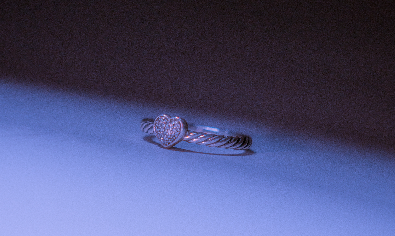 David Yurman Silver and Diamond Cable Heart Ring