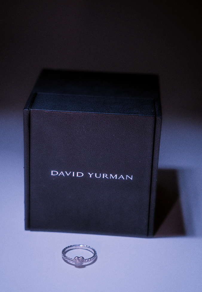 David Yurman Silver and Diamond Cable Heart Ring