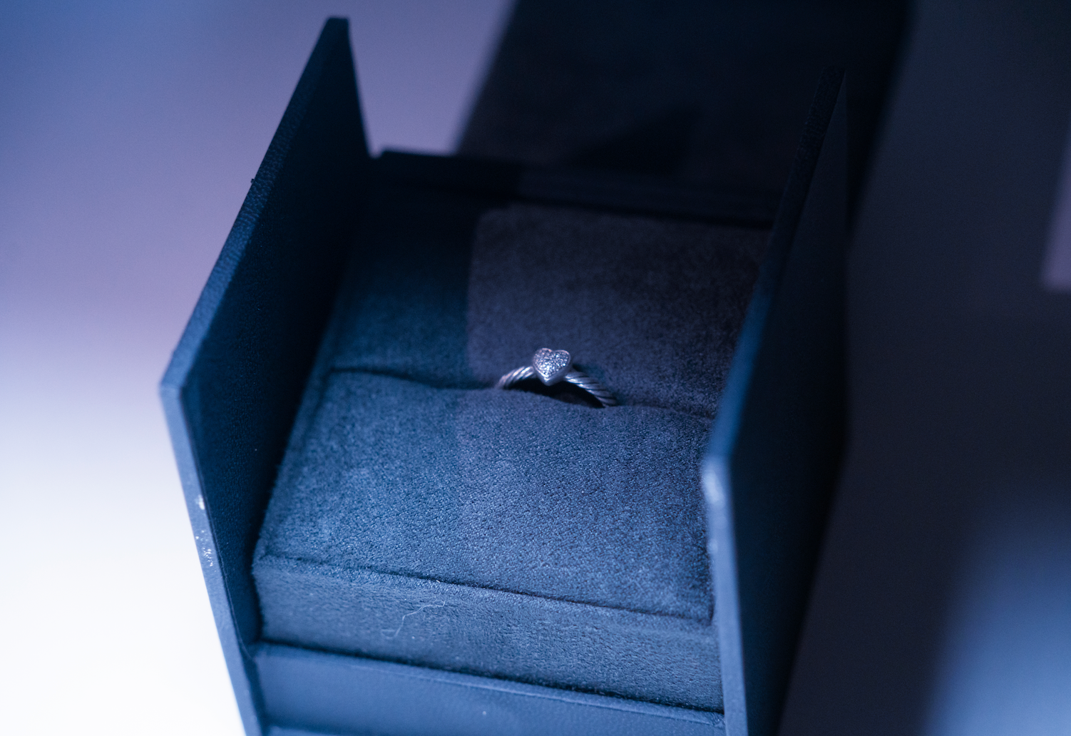 David Yurman Silver and Diamond Cable Heart Ring