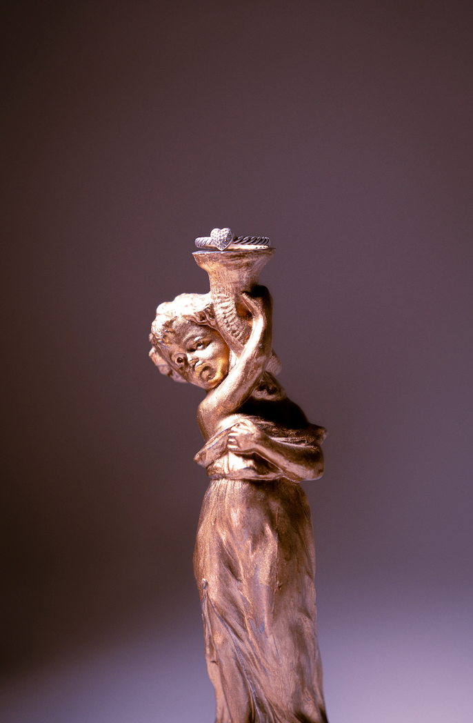 David Yurman Silver and Diamond Cable Heart Ring