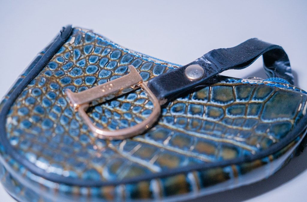 Christian Dior Saddle Croc Coin Purse