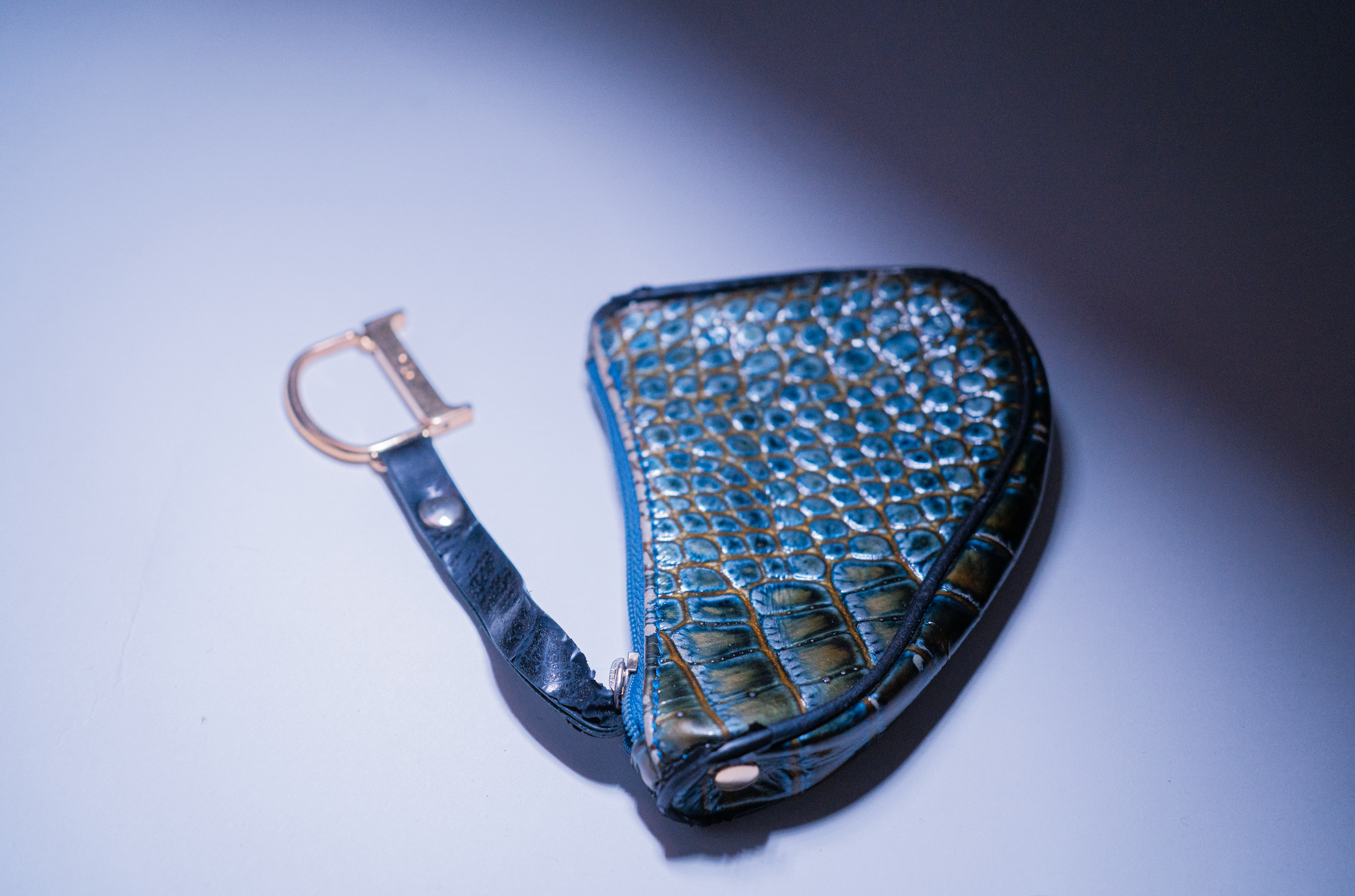 Christian Dior Saddle Croc Coin Purse