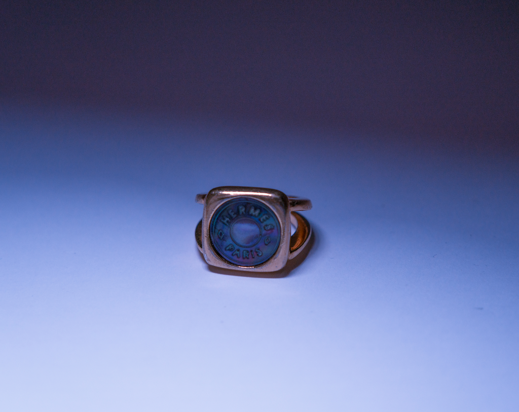 Hermes Mother of Pearl Signet Ring