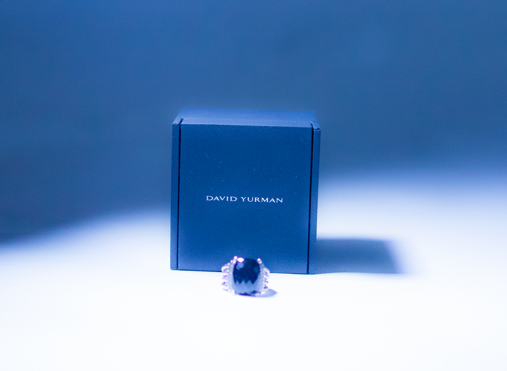 David Yurman Onyx and Diamond Wheaton Ring