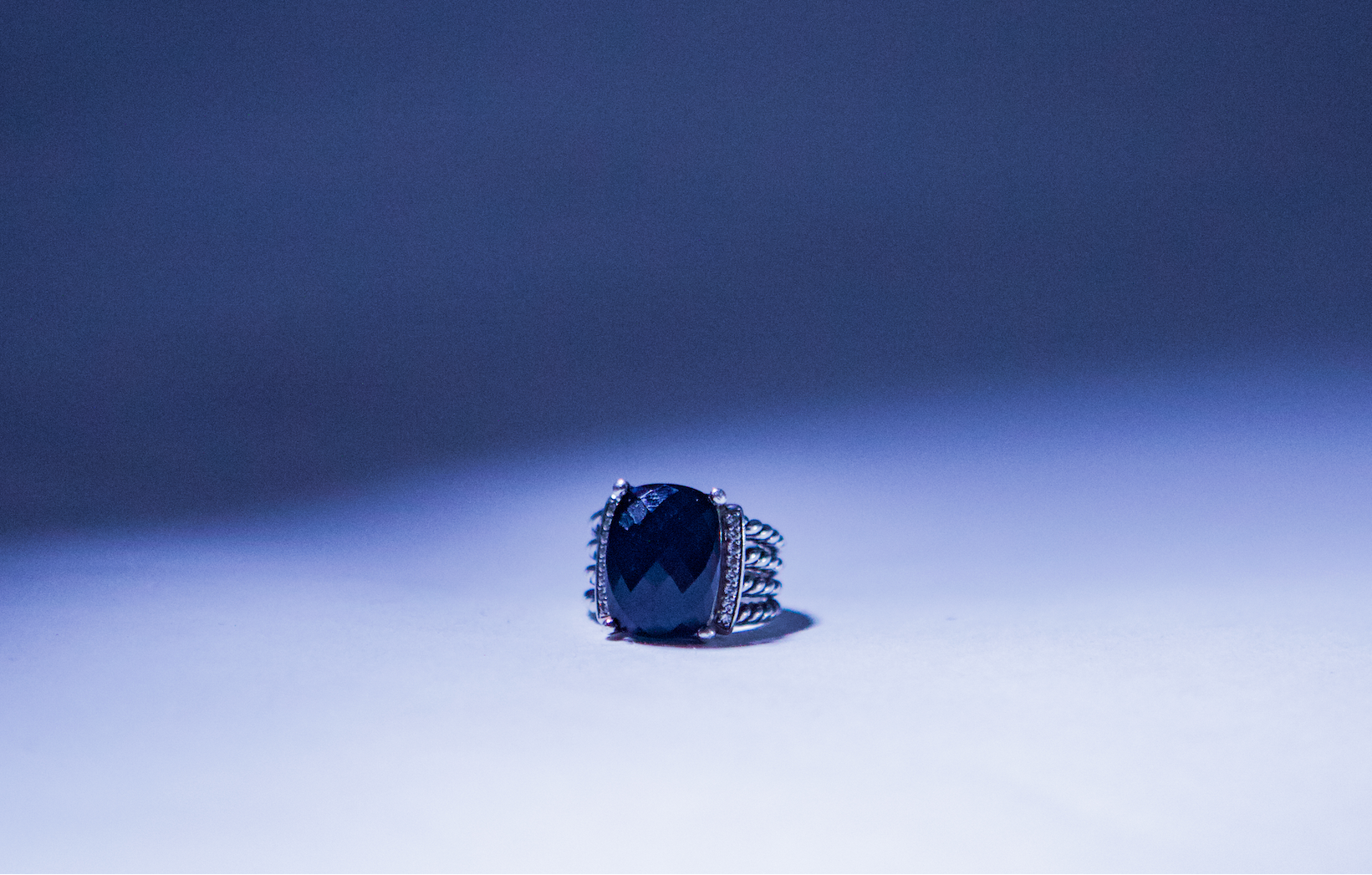 David Yurman Onyx and Diamond Wheaton Ring