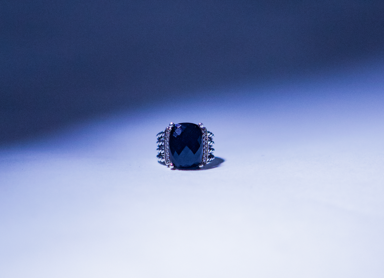 David Yurman Onyx and Diamond Wheaton Ring