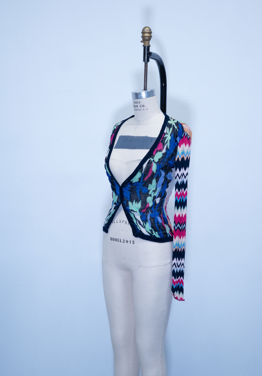 Missoni Buttondown Knit Sleeves Silk Top