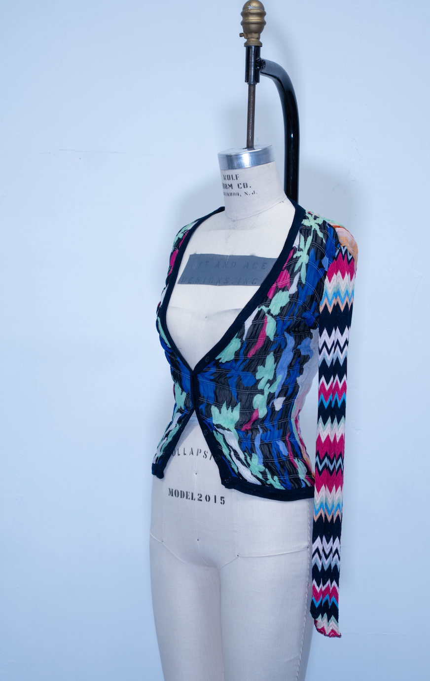Missoni Buttondown Knit Sleeves Silk Top