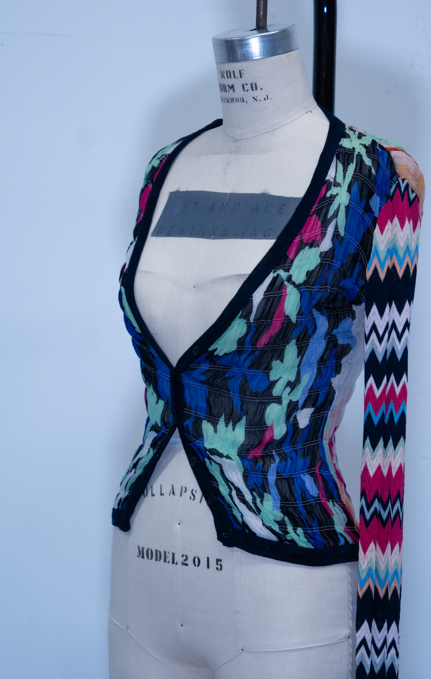 Missoni Buttondown Knit Sleeves Silk Top