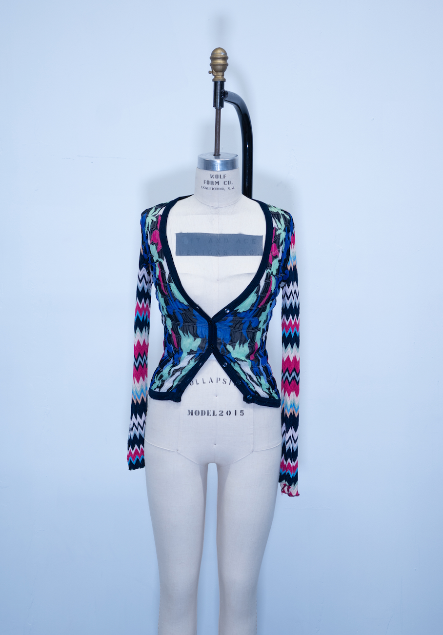 Missoni Buttondown Knit Sleeves Silk Top