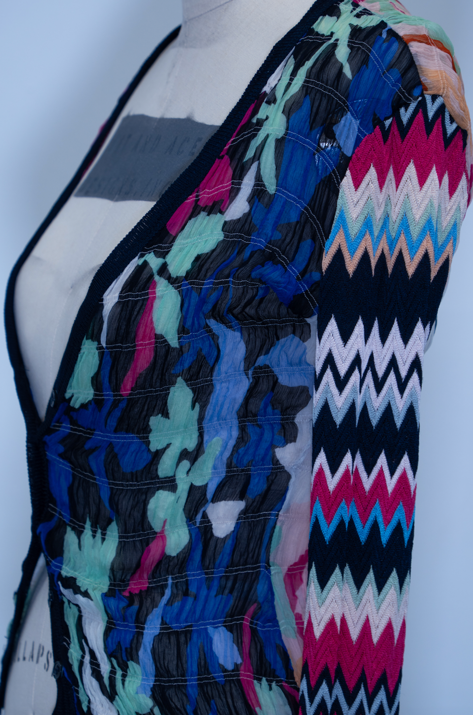 Missoni Buttondown Knit Sleeves Silk Top