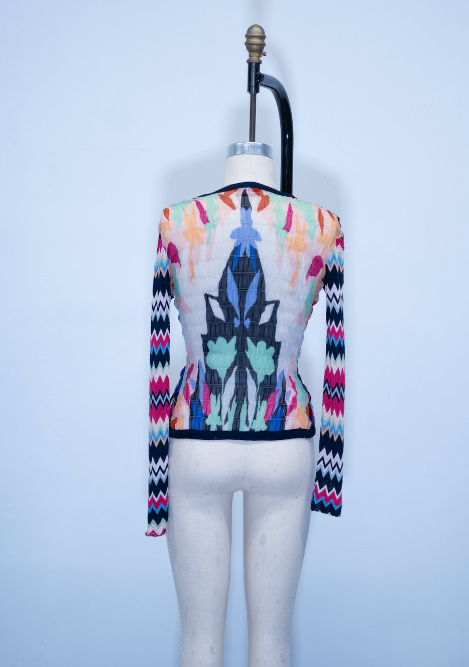 Missoni Buttondown Knit Sleeves Silk Top