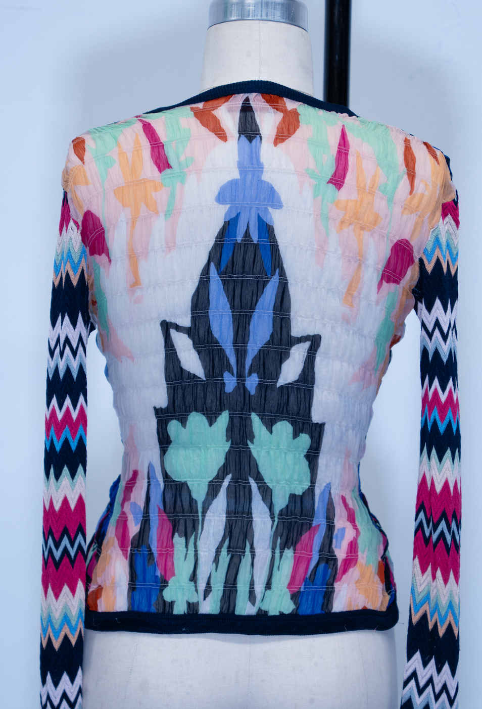 Missoni Buttondown Knit Sleeves Silk Top