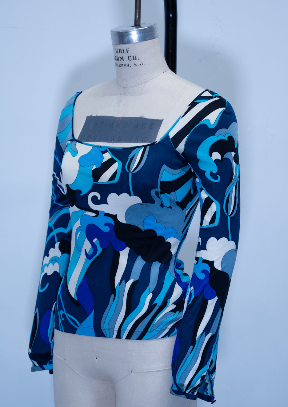 Emilio Pucci Long Sleeve Pucci Print Top
