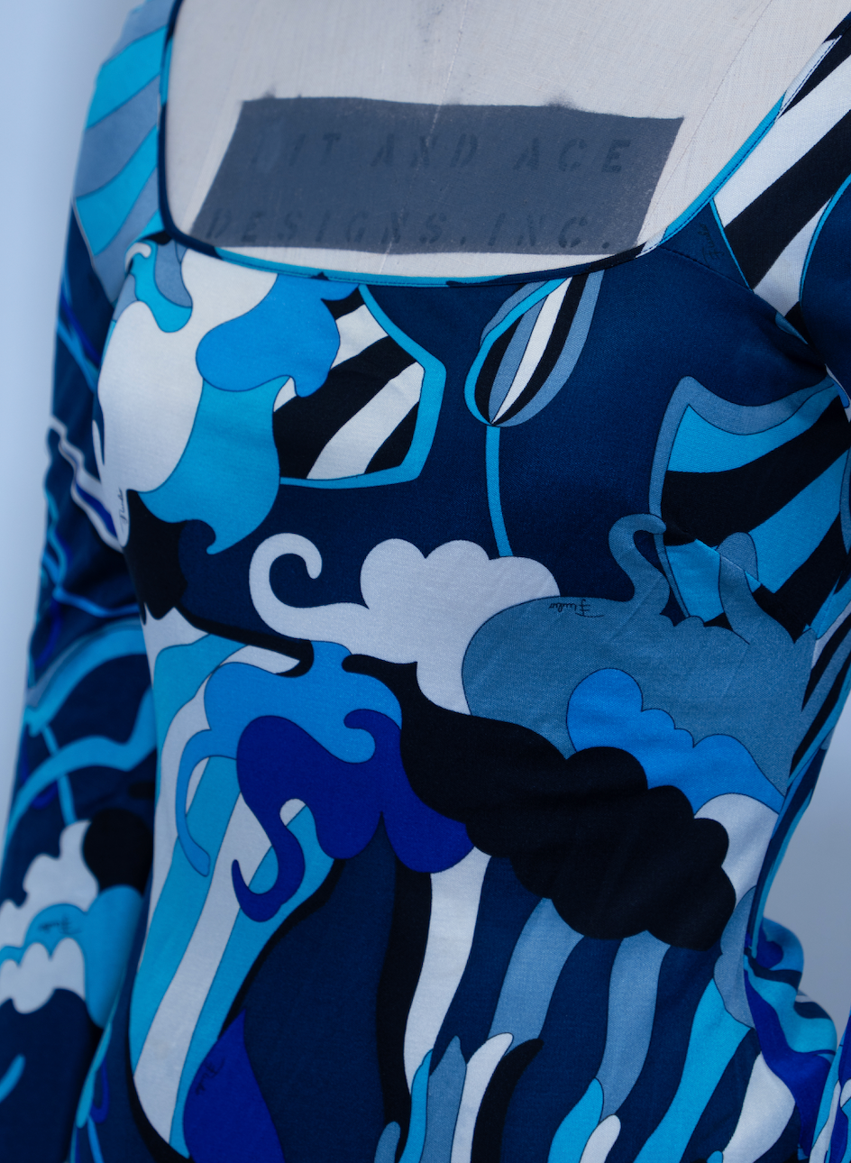 Emilio Pucci Long Sleeve Pucci Print Top