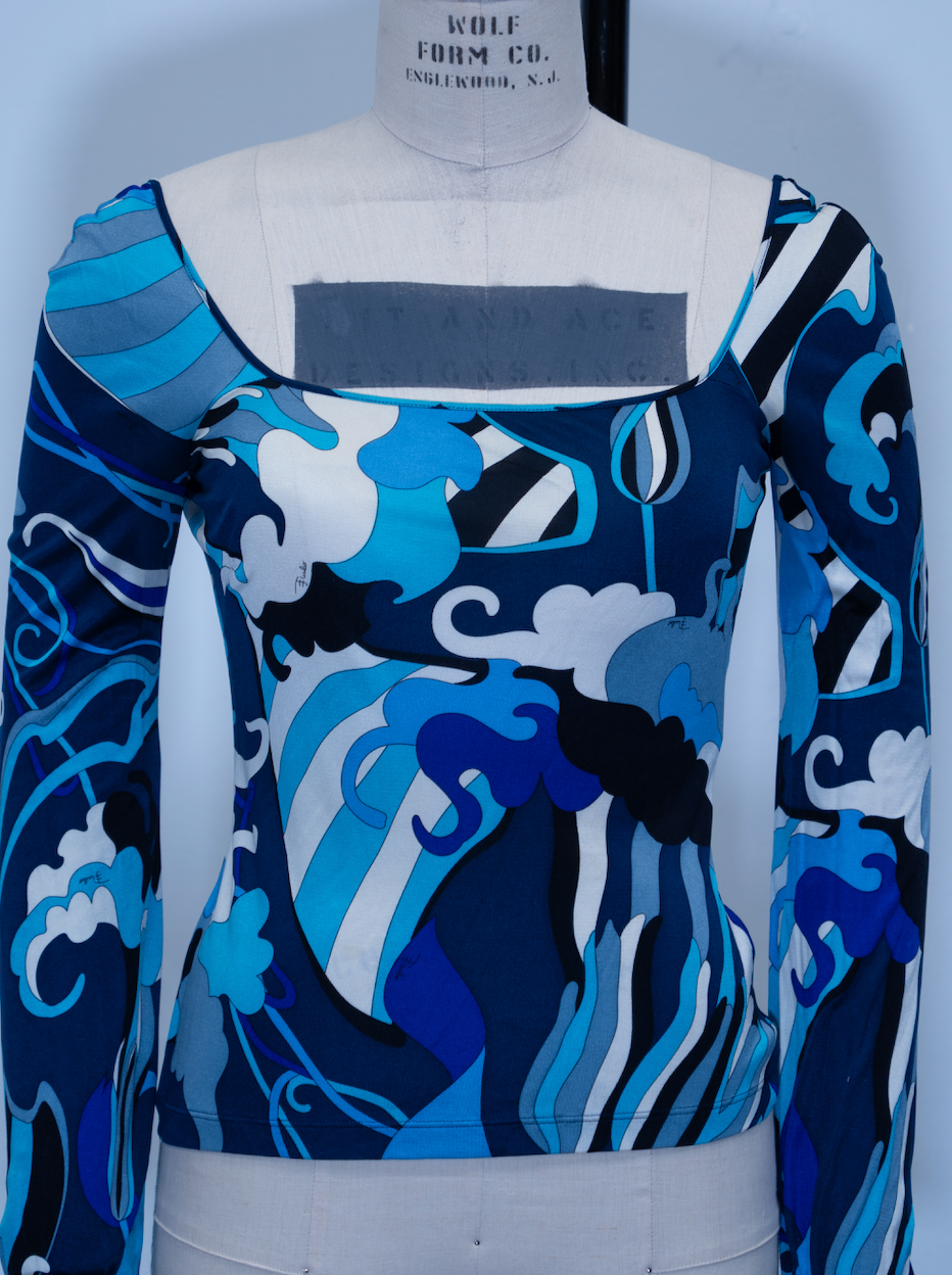 Emilio Pucci Long Sleeve Pucci Print Top