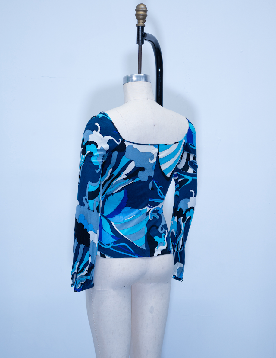 Emilio Pucci Long Sleeve Pucci Print Top