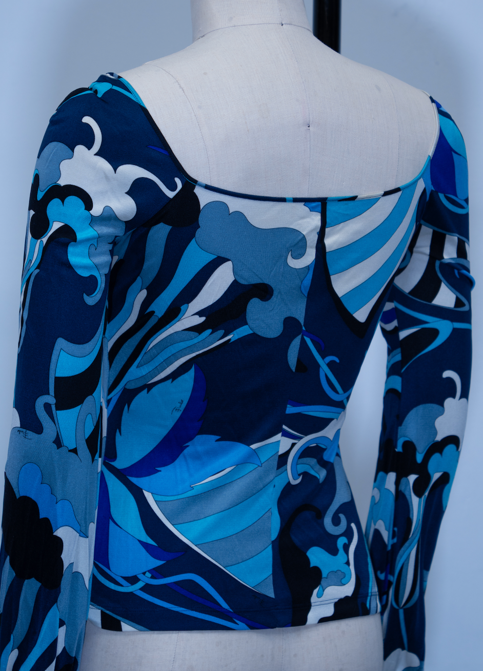 Emilio Pucci Long Sleeve Pucci Print Top