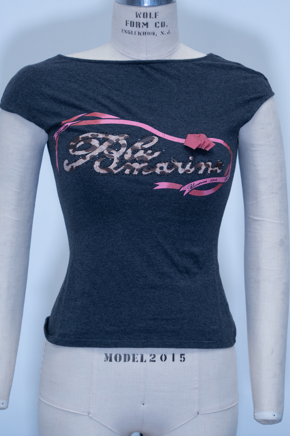 Blumarine Boatneck Cheetah Logo Top