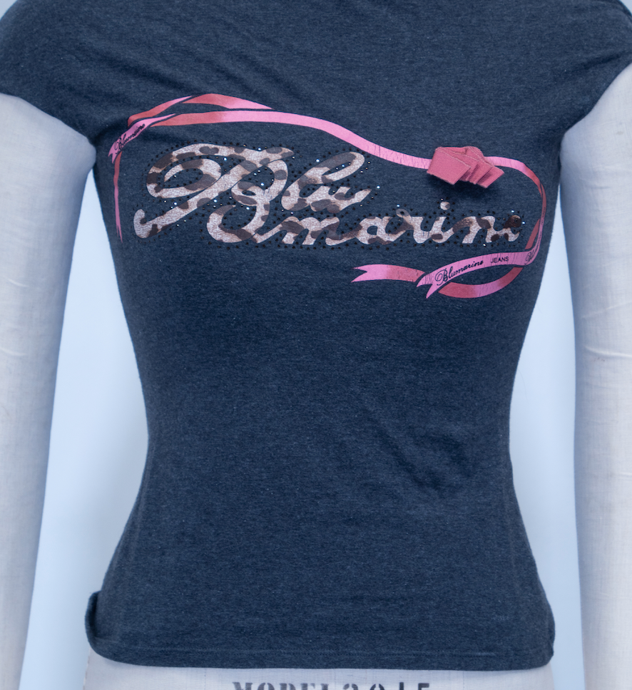 Blumarine Boatneck Cheetah Logo Top