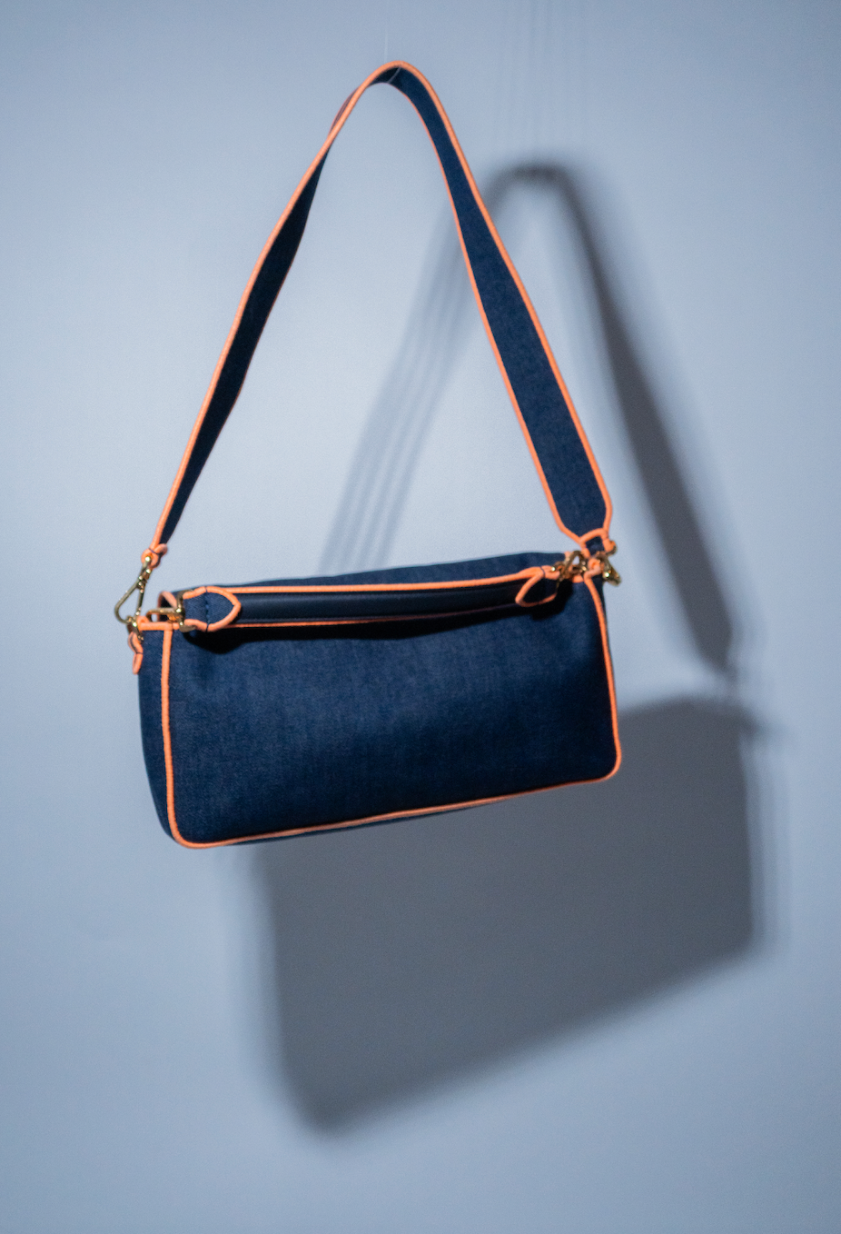 Fendi Baguette NM Bag Denim Large Crossbody Bag