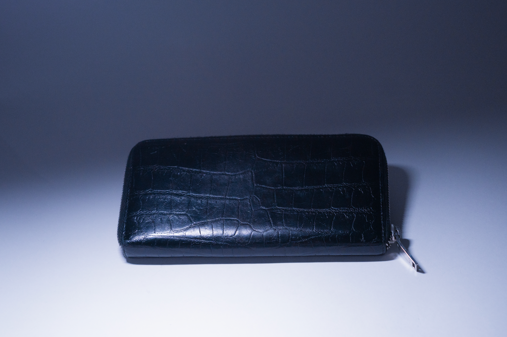 Saint Laurent Croc Embossed Cassandre Long Wallet