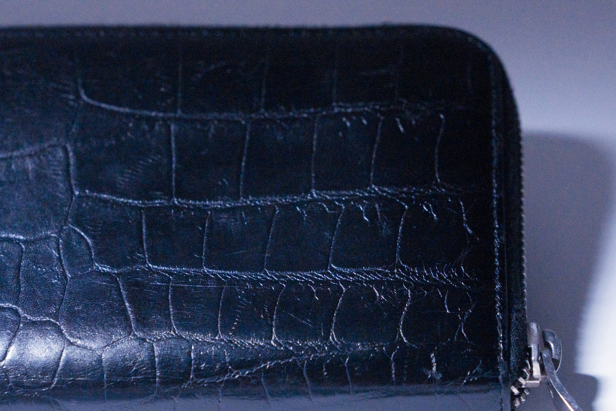 Saint Laurent Croc Embossed Cassandre Long Wallet