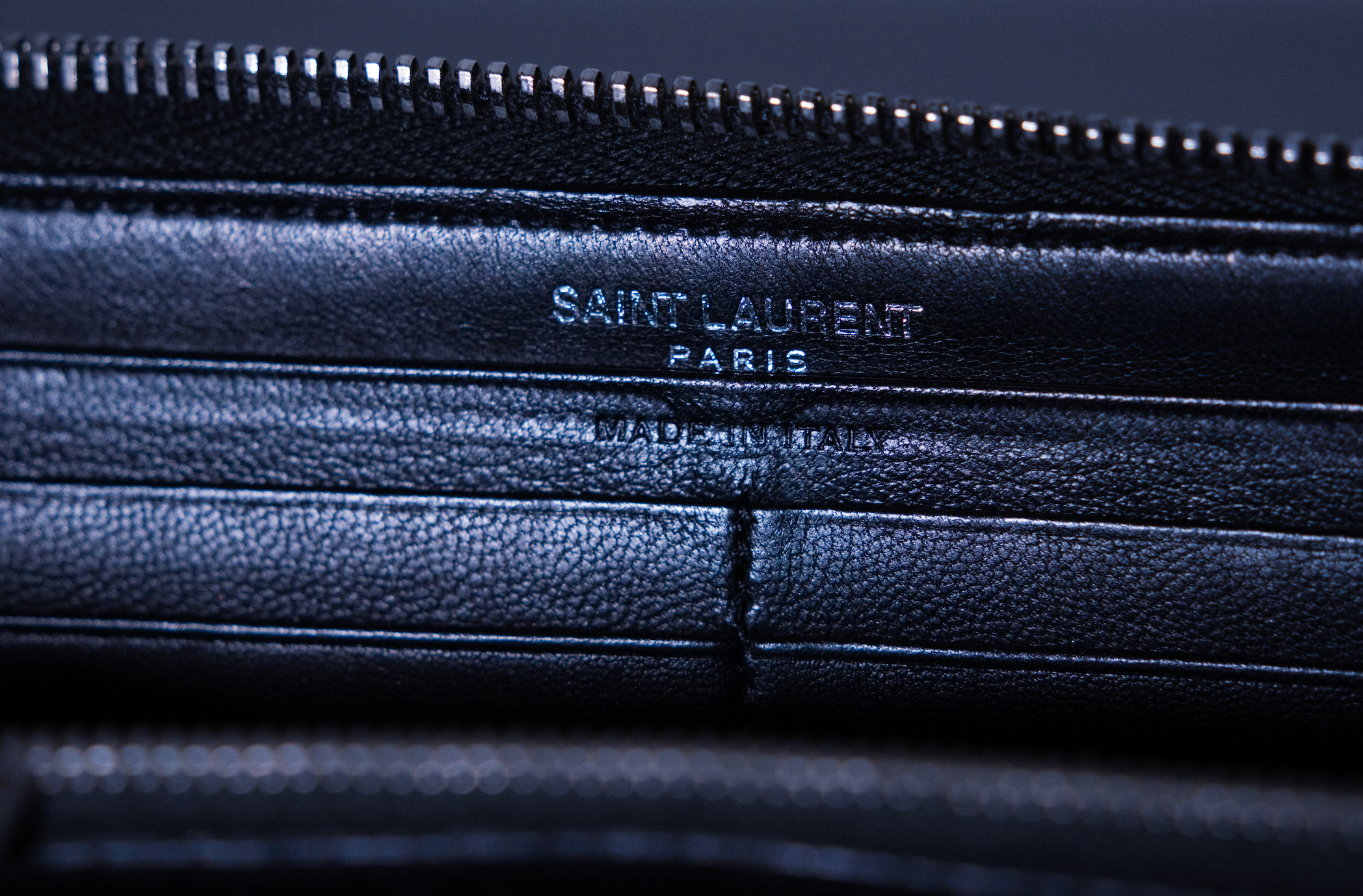 Saint Laurent Croc Embossed Cassandre Long Wallet