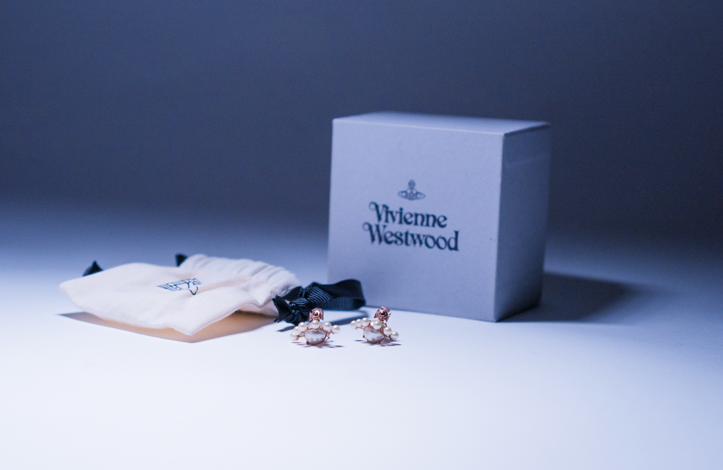 Vivienne Westwood Pearl Orb Rose Gold Stud Earrings