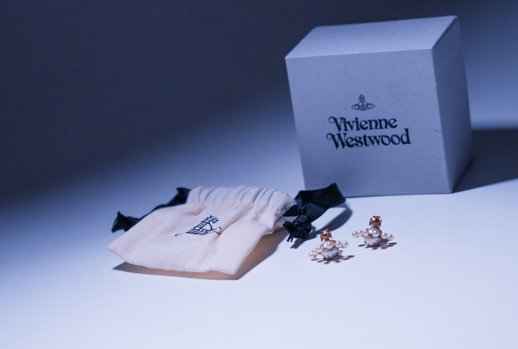 Vivienne Westwood Pearl Orb Rose Gold Stud Earrings