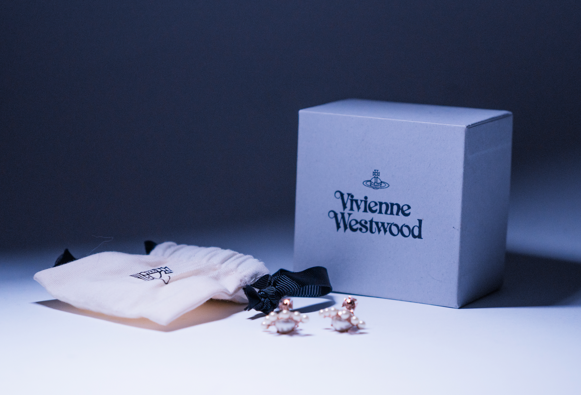 Vivienne Westwood Pearl Orb Rose Gold Stud Earrings